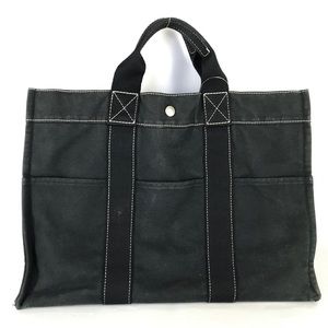 Hermes Deauville MM Canvas Tote Bag Black